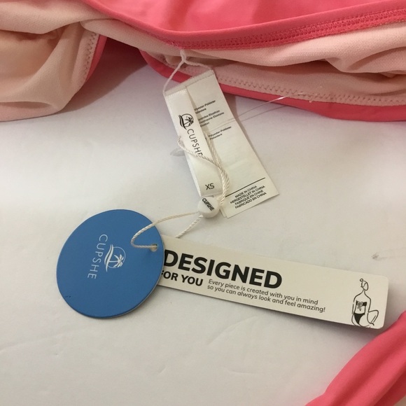 Cupshe Pink One Piece Plunge Swimsuit Ruched NWT - Picture 5 of 6